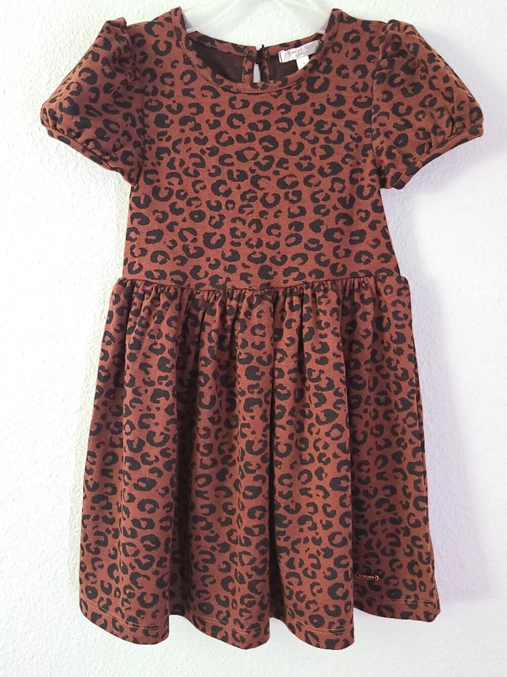 Tahari Fit & Flare Dress Brown Leopard Print Girls Size 5